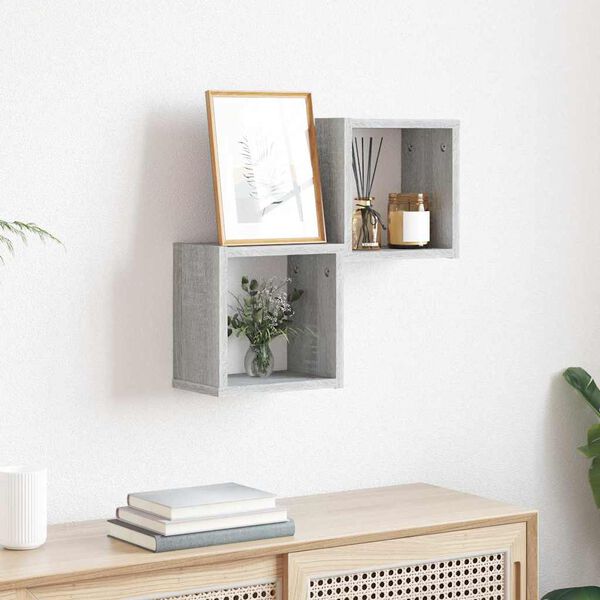 vidaXL Wall Shelves 2 pcs Grey Sonoma 26 x 15 x 26 cm Engineered Wood