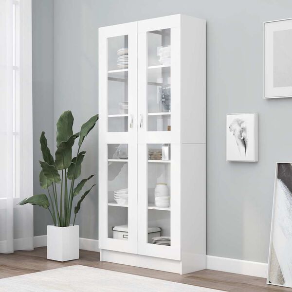 vidaXL Vitrine Cabinet White 82.5x30.5x185 cm Engineered Wood