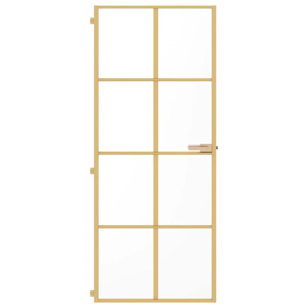 vidaXL Interior Door Slim Golden 83x201.5 cm Tempered Glass and Aluminium