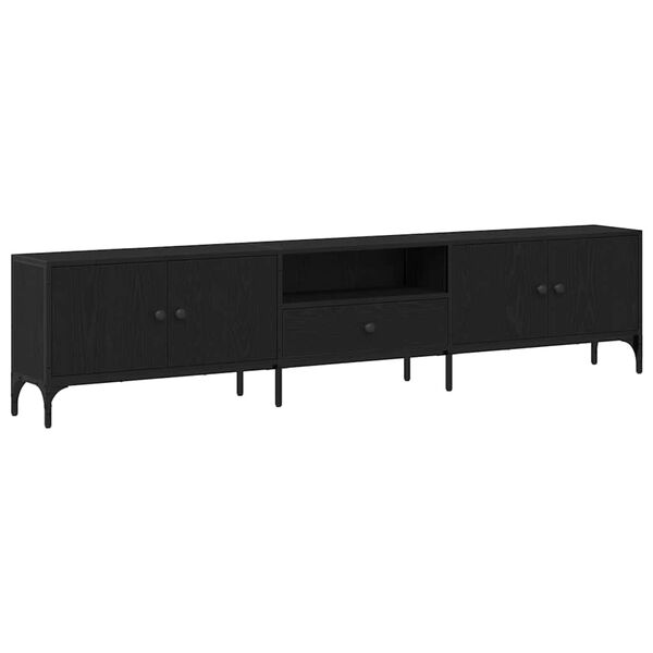 vidaXL TV Cabinet Black oak 200 x 25 x 44 cm Engineered wood