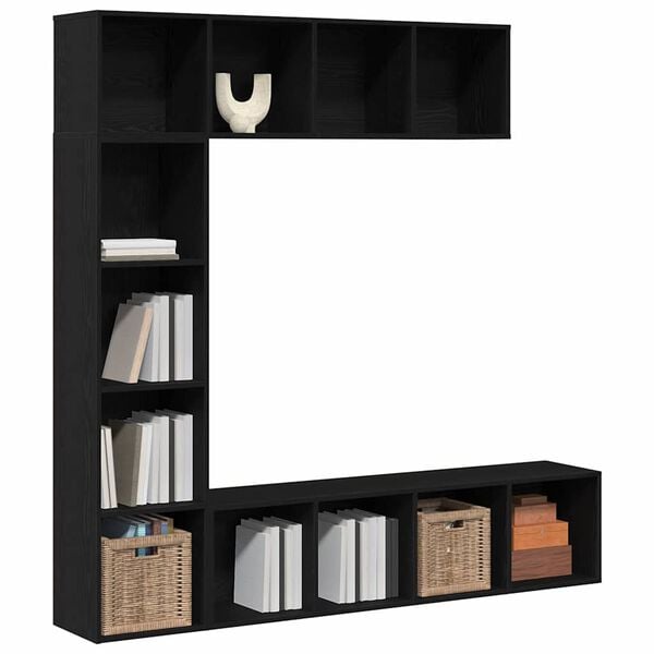 vidaXL Bookshelf 3 pcs Black Oak 36 x 30 x 143 cm Engineered Wood