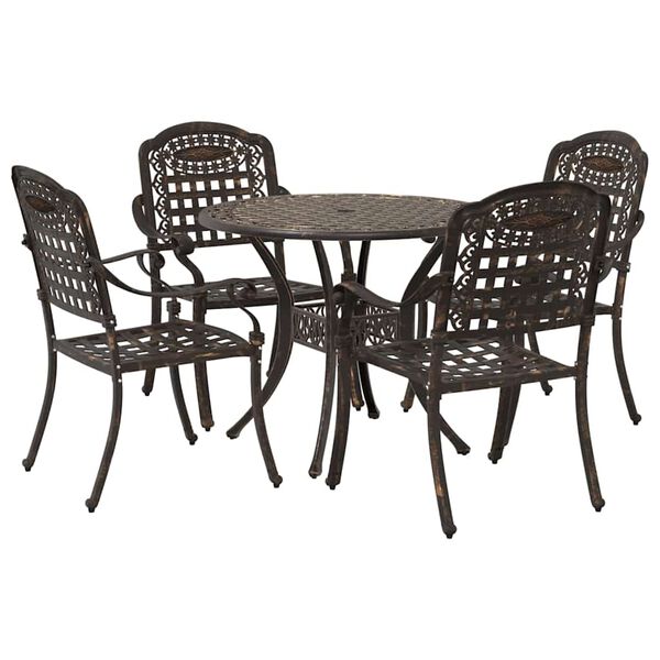 vidaXL Garden Dining Set 5 pcs Bronze 90 x 90 x 75 cm Cast Aluminium