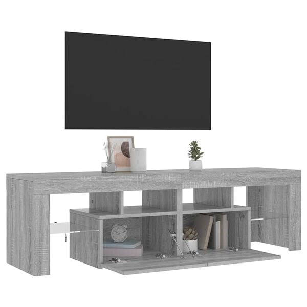 vidaXL TV Cabinet with LED Lights Grey Sonoma 140x36.5x40 cm