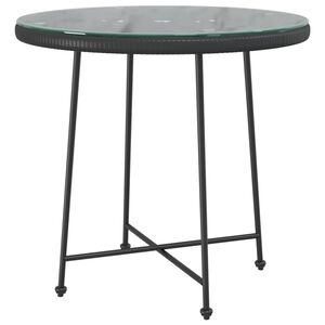 vidaXL Dining Table Black &Oslash;80 cm&nbsp;Tempered Glass and Steel