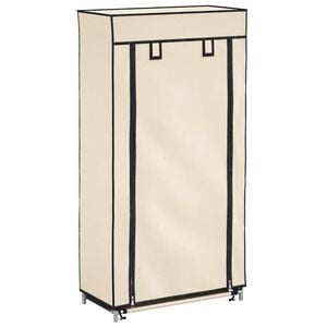 vidaXL Shoe Cabinet with Cover Cream 58x28x106 cm Fabric