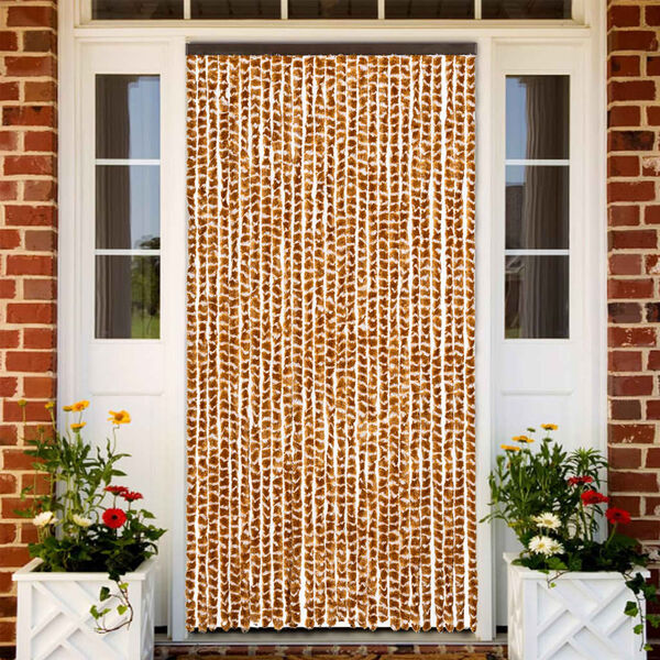 vidaXL Fly Curtain Ochre and White 118x220 cm Chenille