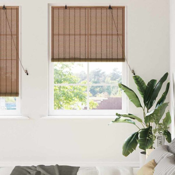 vidaXL Roller Blind with Curtains Manual Brown 100 x 220 cm Bamboo
