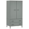 vidaXL Wardrobe with Metal Legs Grey 90x55x172.5 cm Solid Wood OSLO