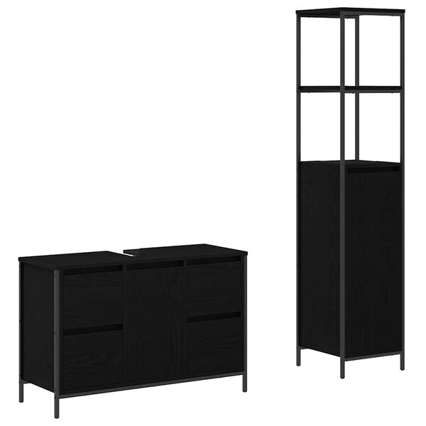vidaXL Bathroom Furniture Set with Drawer with Shelf 2 pcs Black oak