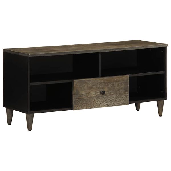 vidaXL TV Cabinet Black 100x33x46 cm Solid Wood Mango