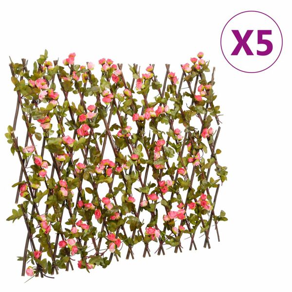 vidaXL&nbsp;Artificial Ivy Trellis Expandable 5 pcs Dark Pink 180x60 cm