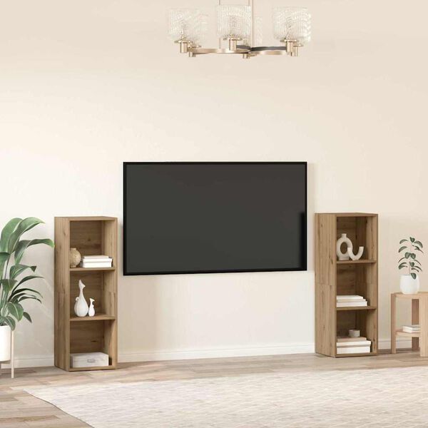 vidaXL TV Cabinet Set Wall-mounted 2 pcs Artisan Oak 107 x 35 x 37 cm