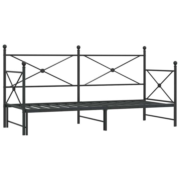 vidaXL Daybed with Trundle without Mattress Black 90x200 cm Steel