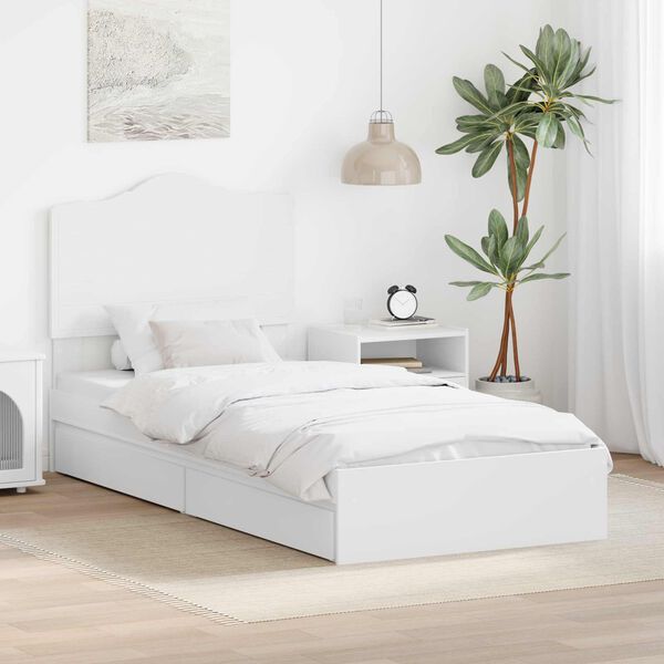 vidaXL Storage Bed with Headboard White 90 x 200 cm Engineered Wood