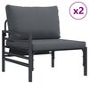 vidaXL Garden Sofa Set with Cushion 8 pcs Black Steel