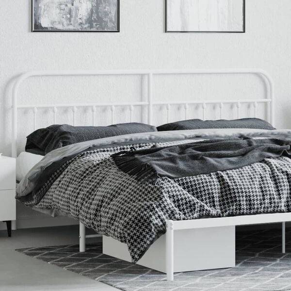 vidaXL Metal Replace Headboard White 200 cm