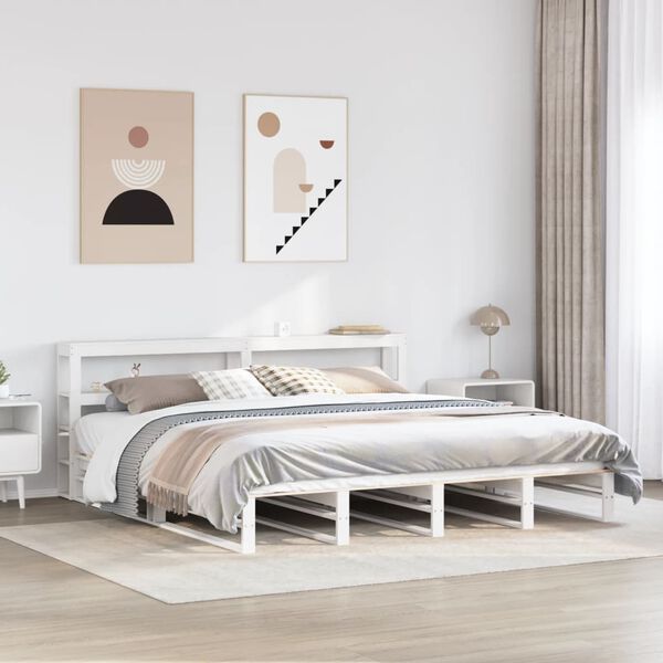 vidaXL Bed Frame without Mattress White 200x200 cm Solid Wood Pine