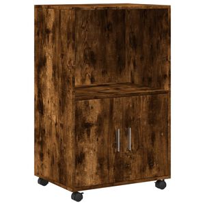 vidaXL Rolling&nbsp;Cabinet Smoked Oak 55x40x91 cm Engineered Wood