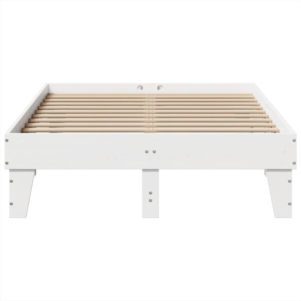 vidaXL Bed Frame without Mattress White 135x190 cm Double Solid Wood Pine