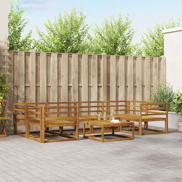 vidaXL Outdoor Sofa Set 7 pcs Natural Solid Acacia Wood