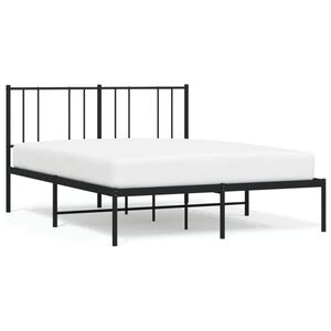 vidaXL Metal Bed Frame without Mattress with Headboard Black 120x200cm