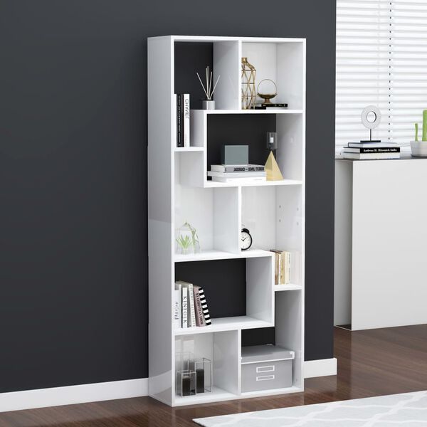 vidaXL Book Cabinet High Gloss White 67x24x161 cm Engineered Wood