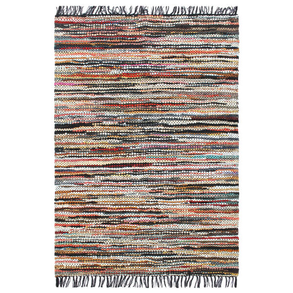 vidaXL Hand-woven Chindi Rug Leather 160x230 cm Multicolour