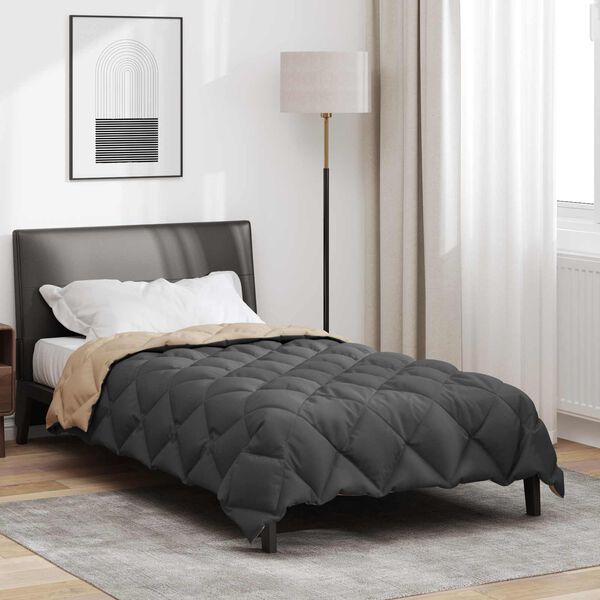 vidaXL Winter Duvet Anthracite and Taupe 220 x 135 cm Microfiber