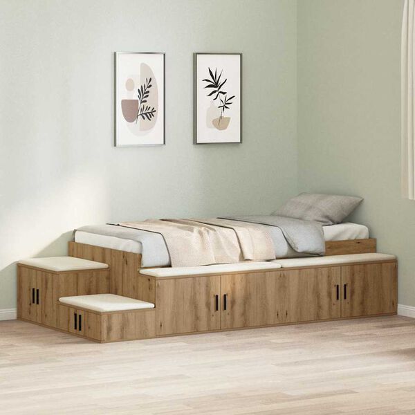 vidaXL Storage Bed Frame Artisan Oak 80 cm Engineered Wood