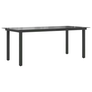 vidaXL Garden Dining Table | Black | Aluminium and Glass | 190 x 90 cm | Durable