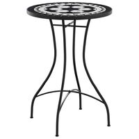 vidaXL Mosaic Bistro Table Black and White Ø50x70 cm Ceramic