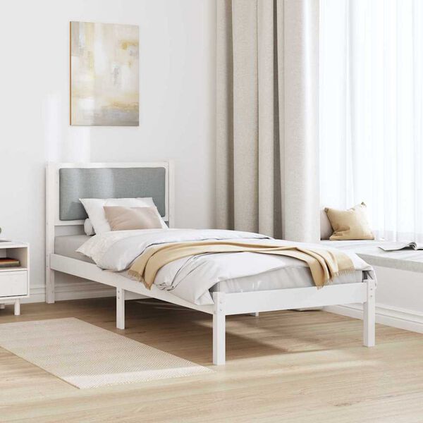 vidaXL Bed Frame with Headboard Light Grey 80 x 190 cm Solid Pine Wood