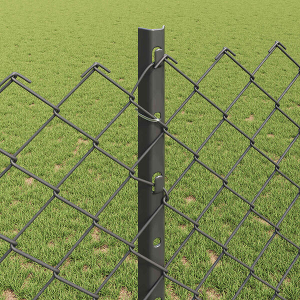 vidaXL Fence with Post Grey 1.2 x 10 m Steel and PVC