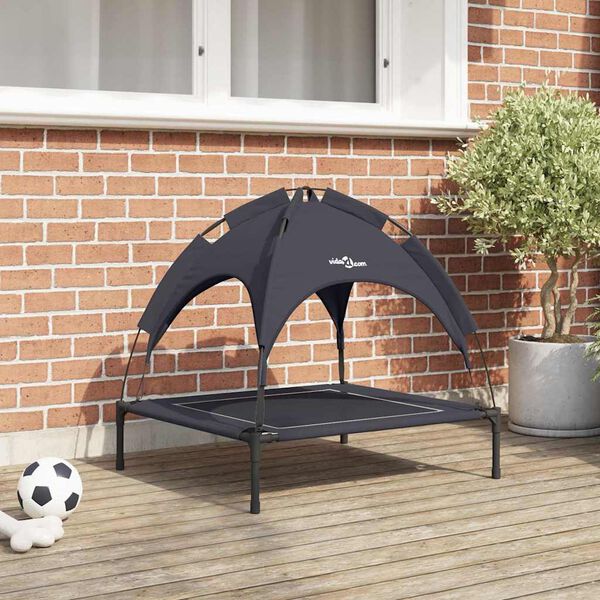 vidaXL Dog Bed Folding Manual Black 71 x 64 x 71 cm Steel