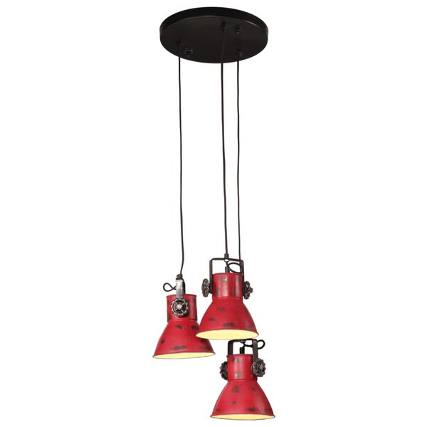vidaXL Hanging Lamp 25 W Distressed Red 30x30x100 cm E27