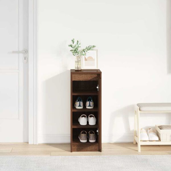vidaXL Shoe Cabinet Brown Oak 29.5x34x76 cm Engineered Wood