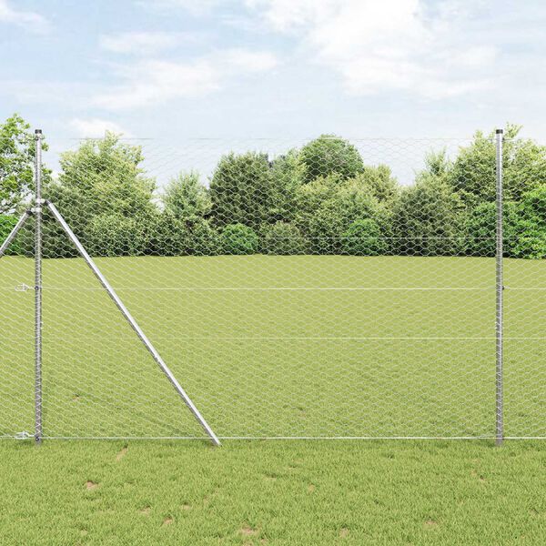 vidaXL Fence Post Silver 100 x 1.6 m (36 mm mesh) Steel