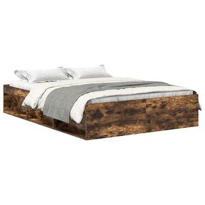 vidaXL Bed Frame without Mattress Smoked Oak 120x200 cm