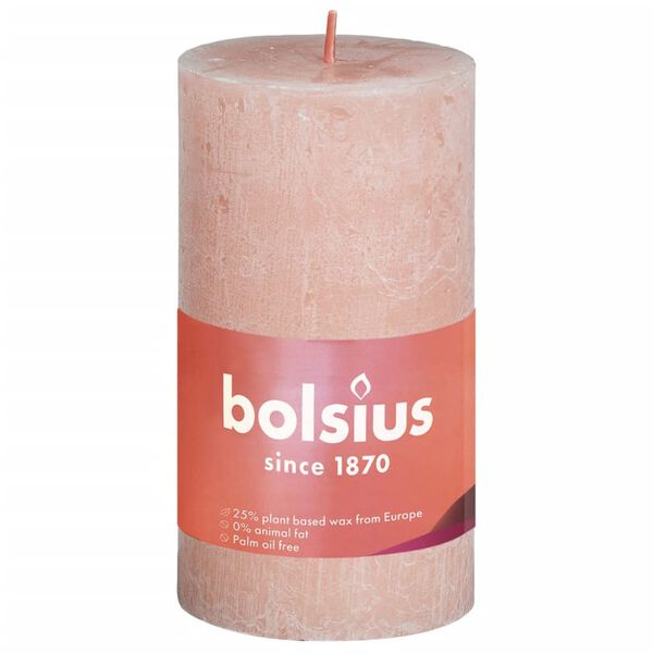 Bolsius Rustic Pillar Candles Shine 8 pcs 100x50 mm Misty Pink