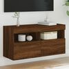vidaXL TV Wall Cabinet with LED Lights Brown Oak 80x30x40 cm
