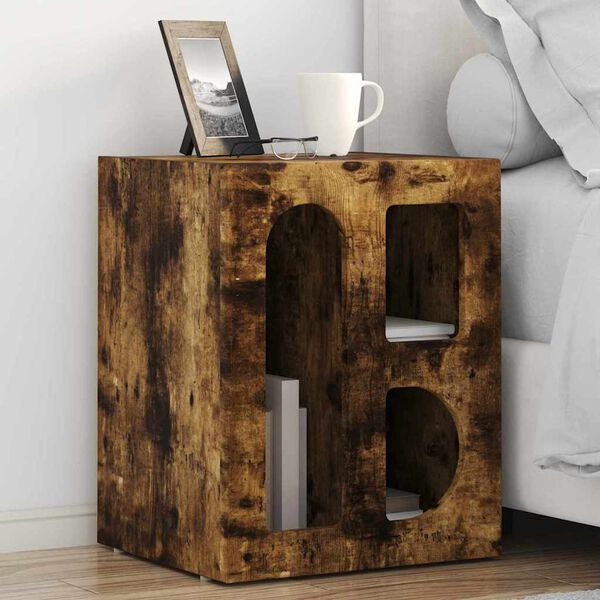 vidaXL Bedside Table Smoked Oak 40 x 35 x 50 cm Engineered Wood