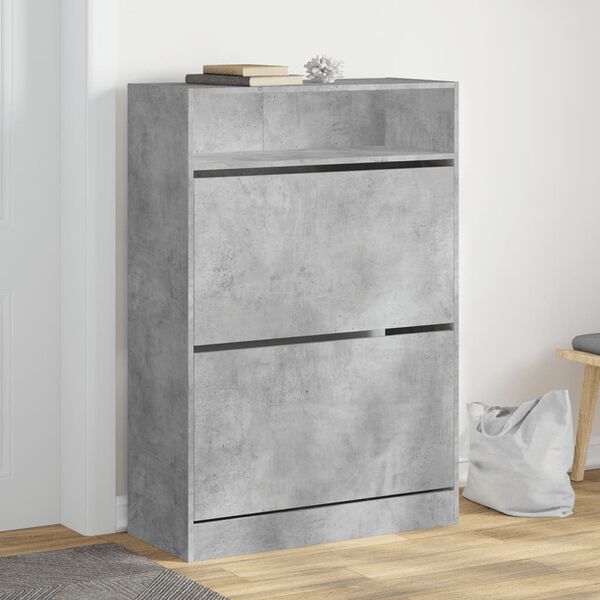 vidaXL Shoe Cabinet with 2 Flip-Drawers Concrete Grey 80x34x116 cm