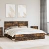 vidaXL Bed Frame Smoked Oak 180 x 200 cm Solid Pine Wood