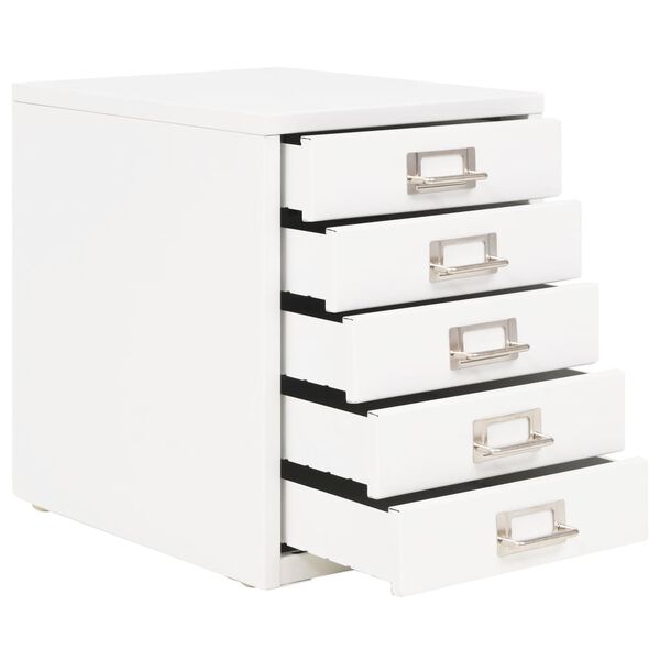 vidaXL Filing Cabinet with 5 Drawers Metal 28x35x35 cm White