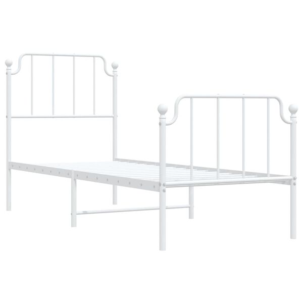 vidaXL Metal Bed Frame without Mattress with Footboard White 80x200cm