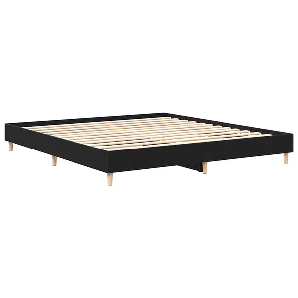 vidaXL Bed Frame Black Oak 203 x 183 x 25 cm Engineered Wood