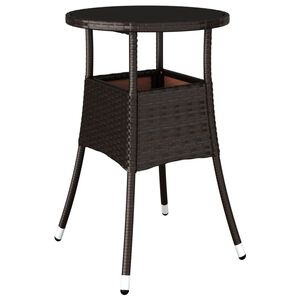 vidaXL Garden Table &Oslash;60x75 cm Tempered Glass and Poly Rattan Brown