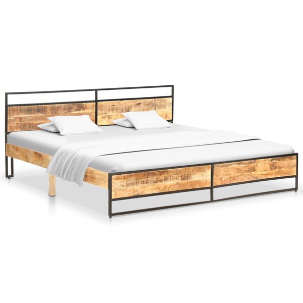 vidaXL Bed Frame without Mattress Solid Rough Mango Wood 200x200 cm