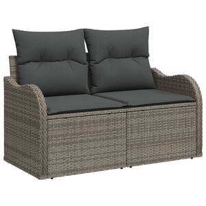 vidaXL Garden Sofa Grey 121 x 62 x 69cm Poly Rattan