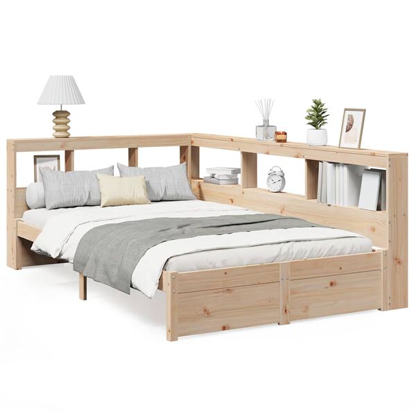 vidaXL Bookcase Bed without Mattress 120x190 cm Small Double Solid Wood Pine